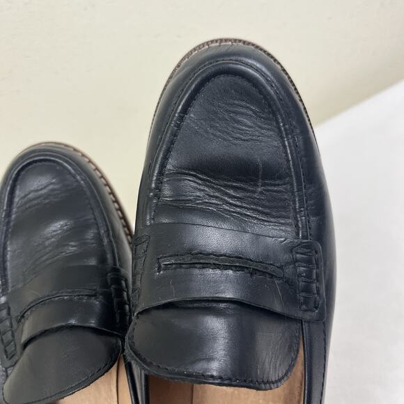 Madewell Elinor Leather Penny Loafer Womens 7.5 Black Slip On Preppy Academia - Picture 6 of 9